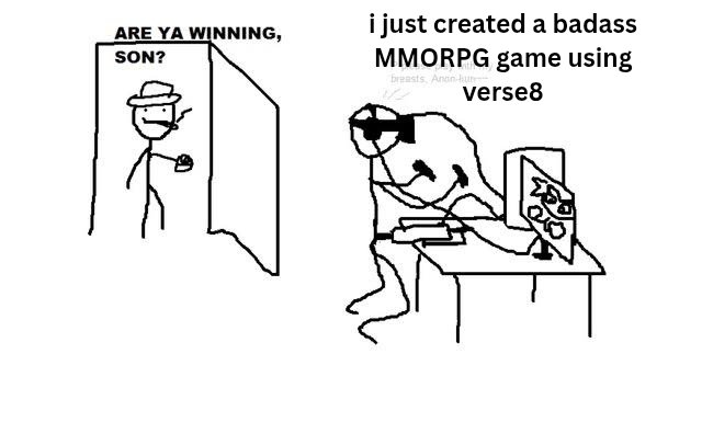 Stick-figure parent asks "Are ya winning?" while gamer boasts about creating an MMORPG.