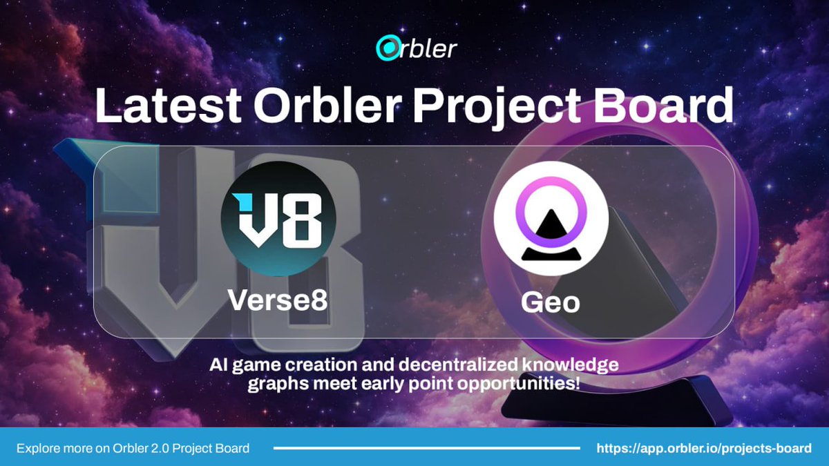 Orbler project board banner showing Verse8 and Geo logos with space-themed background