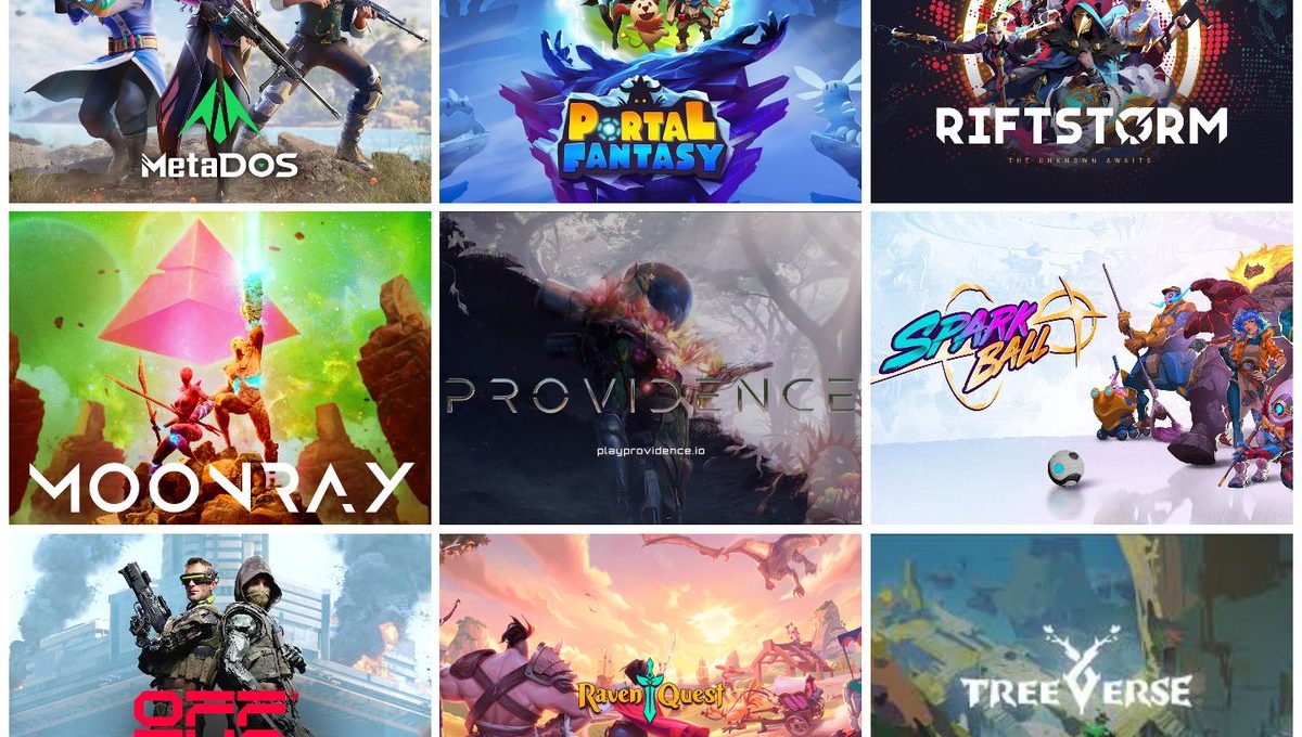 Grid of nine colorful video game cover artworks featuring fantasy, sci-fi, and action themes.