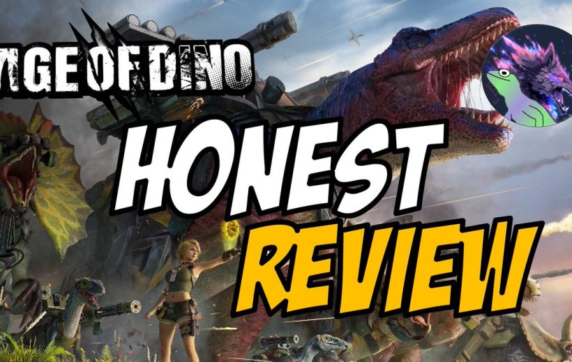 Bold text "Honest Review" over armored dinosaurs and a woman in battle gear