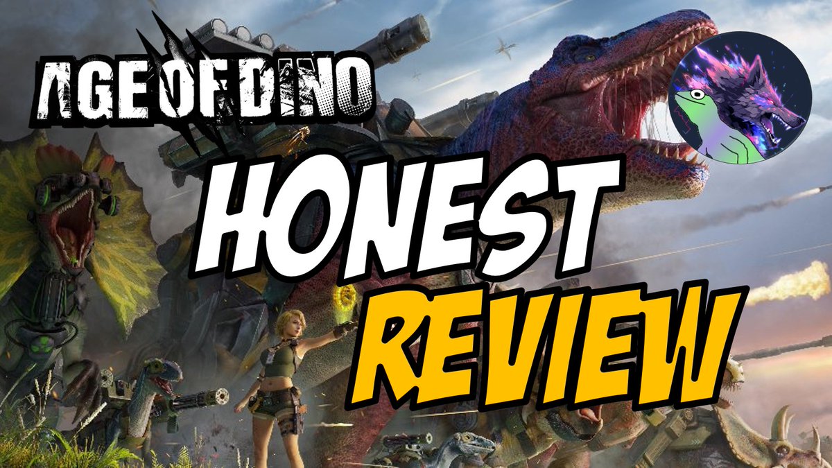 Bold text "Honest Review" over armored dinosaurs and a woman in battle gear