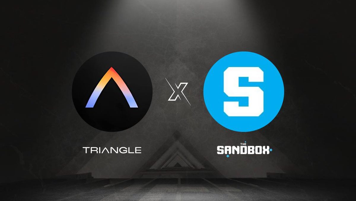Triangle and The Sandbox logos side by side on a dark spotlighted background