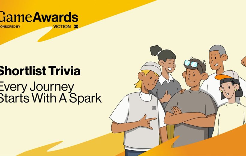 Group of smiling diverse young people beside "Shortlist Trivia: Every Journey Starts With A Spark" text