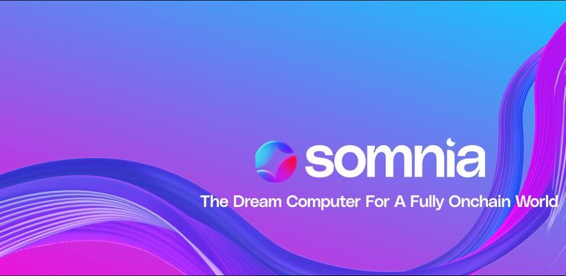 Colorful gradient banner with Somnia logo and tagline "The Dream Computer For A Fully Onchain World."