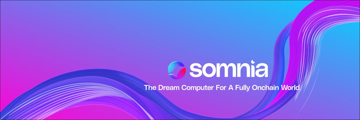 Colorful gradient banner with Somnia logo and tagline "The Dream Computer For A Fully Onchain World."