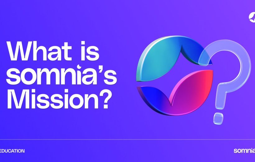 Purple banner reading "What is somnia's Mission?" with colorful circular logo and question mark
