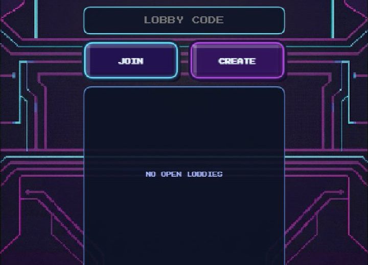 Retro pixel art game lobby screen titled "Bitbeast Blockbreaker" with join, create options