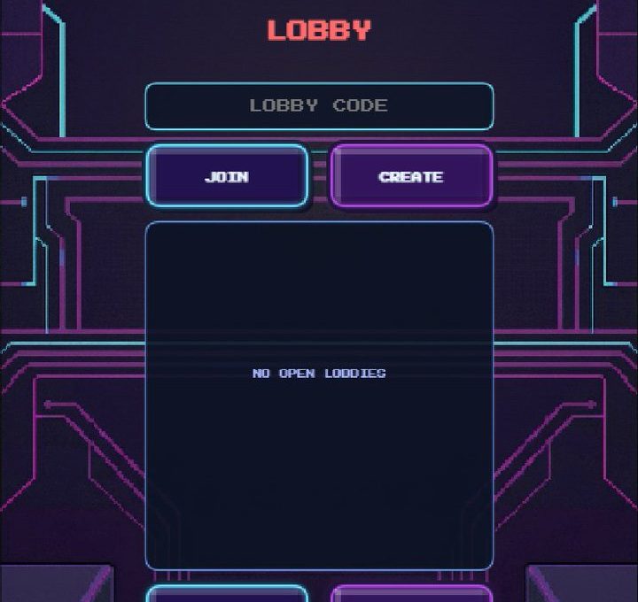 Retro pixel art game lobby screen titled "Bitbeast Blockbreaker" with join, create options